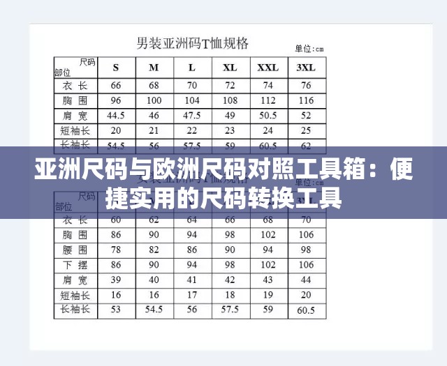 亚洲尺码与欧洲尺码对照工具箱：便捷实用的尺码转换工具