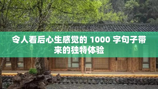 令人看后心生感觉的 1000 字句子带来的独特体验