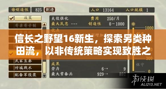 信长之野望16新生，探索另类种田流，以非传统策略实现致胜之道