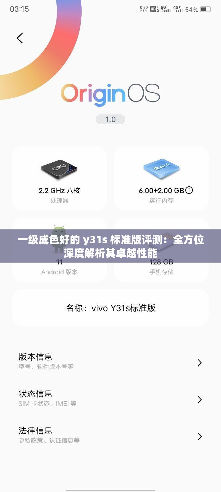 一级成色好的 y31s 标准版评测：全方位深度解析其卓越性能