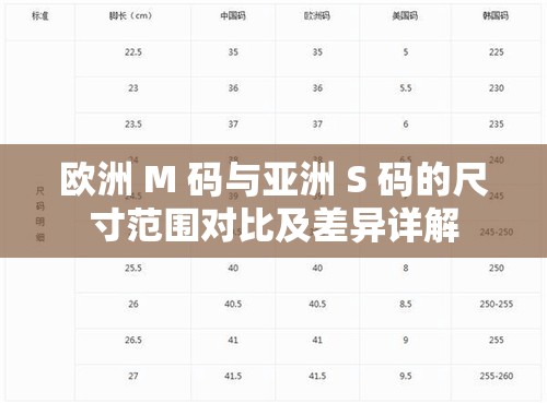 欧洲 M 码与亚洲 S 码的尺寸范围对比及差异详解