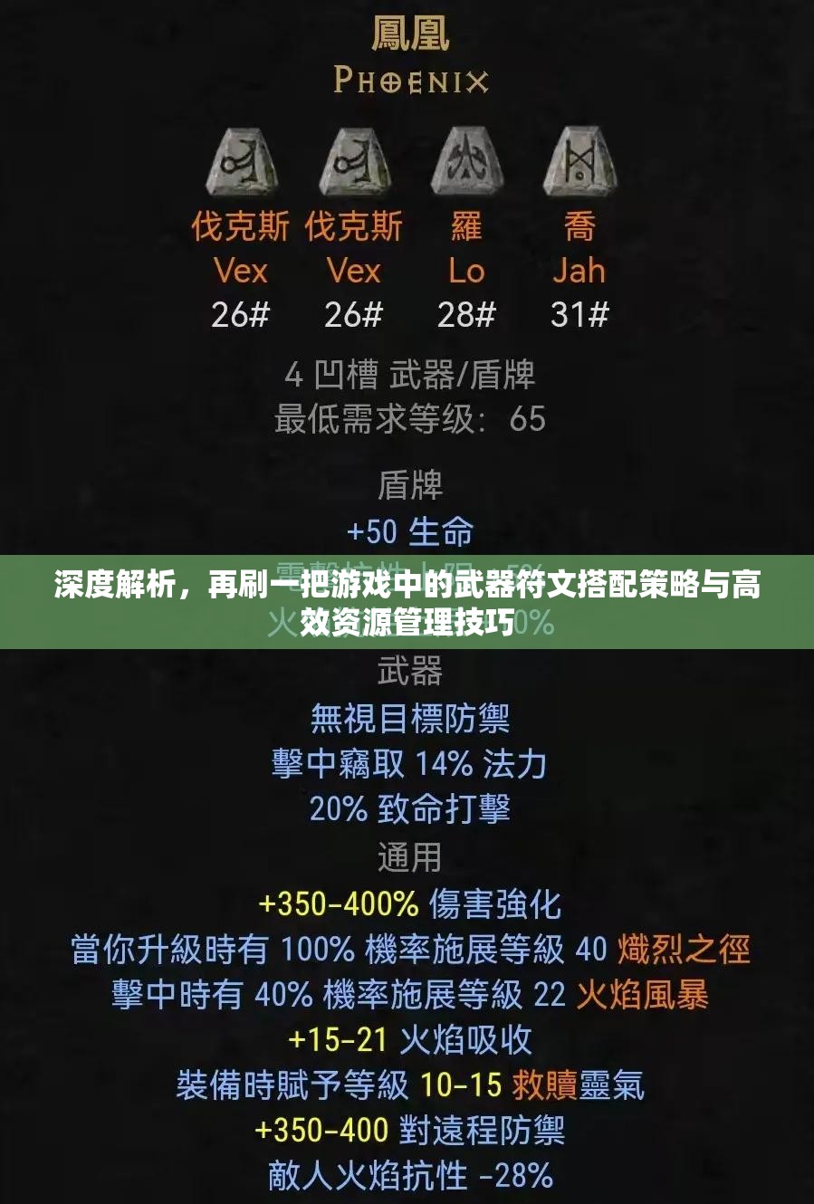 深度解析，再刷一把游戏中的武器符文搭配策略与高效资源管理技巧