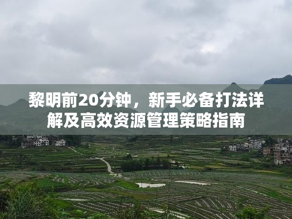 黎明前20分钟，新手必备打法详解及高效资源管理策略指南