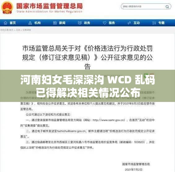 河南妇女毛深深沟 WCD 乱码已得解决相关情况公布