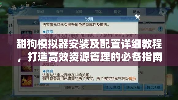 甜狗模拟器安装及配置详细教程，打造高效资源管理的必备指南