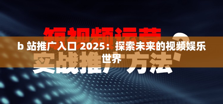 b 站推广入口 2025：探索未来的视频娱乐世界