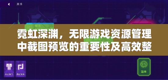 霓虹深渊，无限游戏资源管理中截图预览的重要性及高效整合利用策略