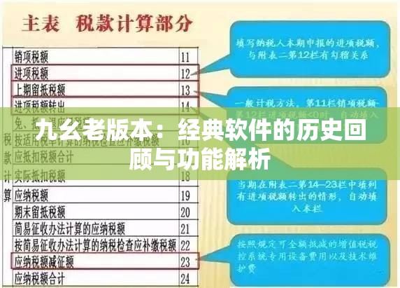 九幺老版本：经典软件的历史回顾与功能解析