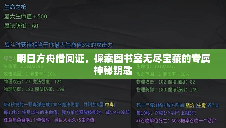 明日方舟借阅证，探索图书室无尽宝藏的专属神秘钥匙