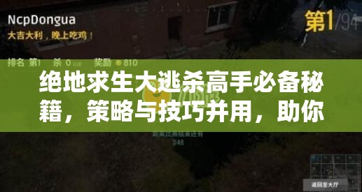 绝地求生大逃杀高手必备秘籍，策略与技巧并用，助你轻松夺得吃鸡桂冠