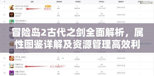 冒险岛2古代之剑全面解析，属性图鉴详解及资源管理高效利用策略