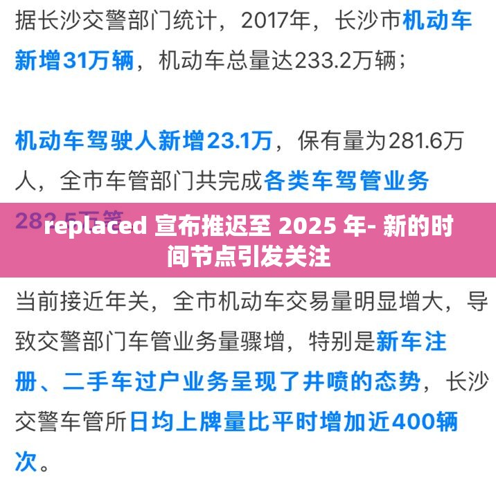 replaced 宣布推迟至 2025 年- 新的时间节点引发关注