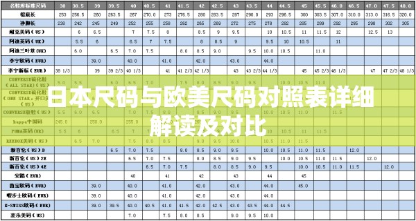 日本尺码与欧美尺码对照表详细解读及对比