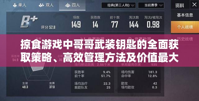 掠食游戏中哥哥武装钥匙的全面获取策略、高效管理方法及价值最大化途径