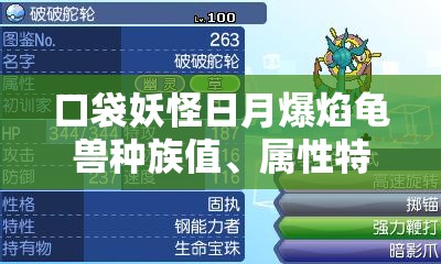 口袋妖怪日月爆焰龟兽种族值、属性特性及高效配招打法全面解析
