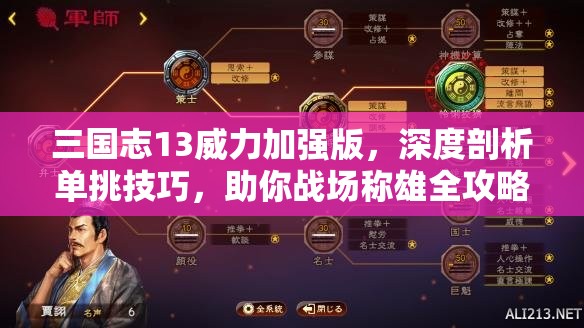 三国志13威力加强版，深度剖析单挑技巧，助你战场称雄全攻略