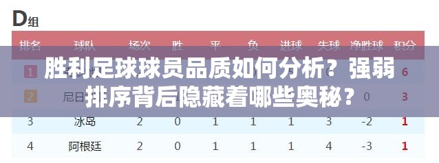 胜利足球球员品质如何分析？强弱排序背后隐藏着哪些奥秘？