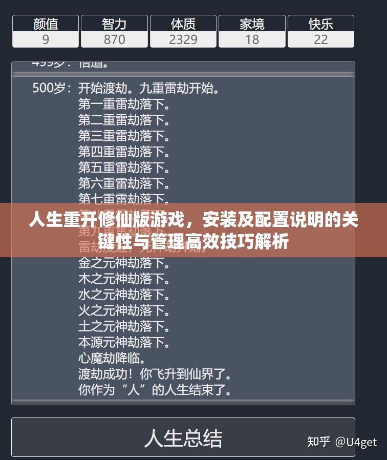 人生重开修仙版游戏，安装及配置说明的关键性与管理高效技巧解析