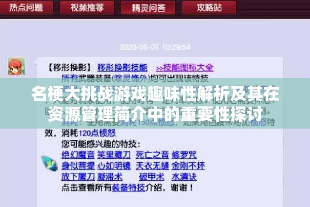 名梗大挑战游戏趣味性解析及其在资源管理简介中的重要性探讨